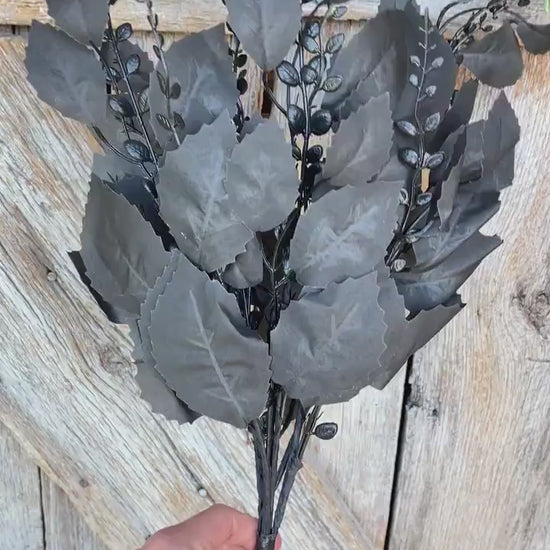 21" Black Greenery Bush, Black Leaves Bush, Black Filler Bush