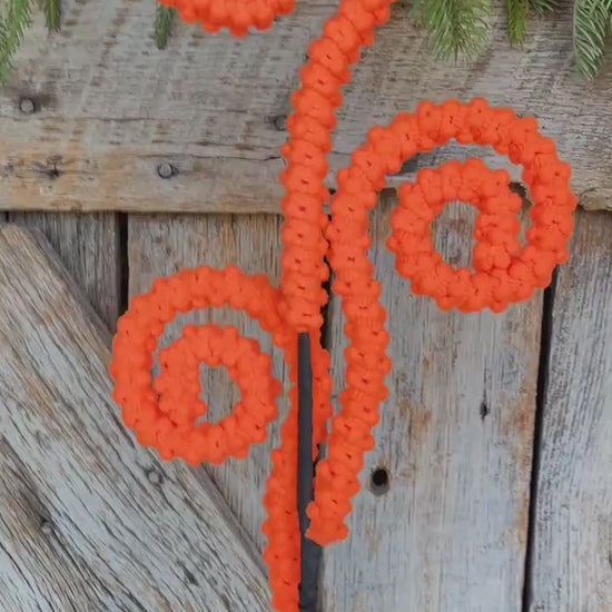 28" Orange Puff Curly Spray, Orange Halloween Spray, Wreath Supply