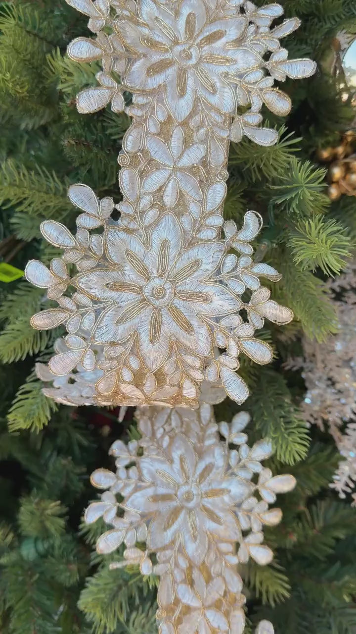 5.5" Ivory Snowflake Ribbon by Farrisilk