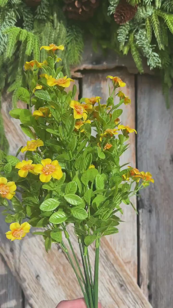 17" Yellow Floral Bush, Floral Filler Greenery