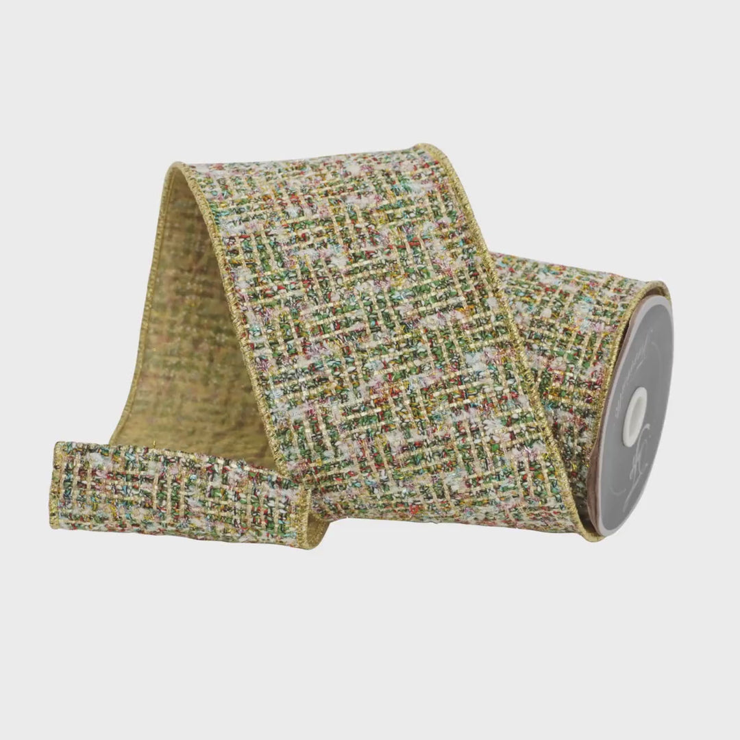 4" Holiday Hues Tweed Ribbon by Farrisilk, Christmas Tree Ribbon
