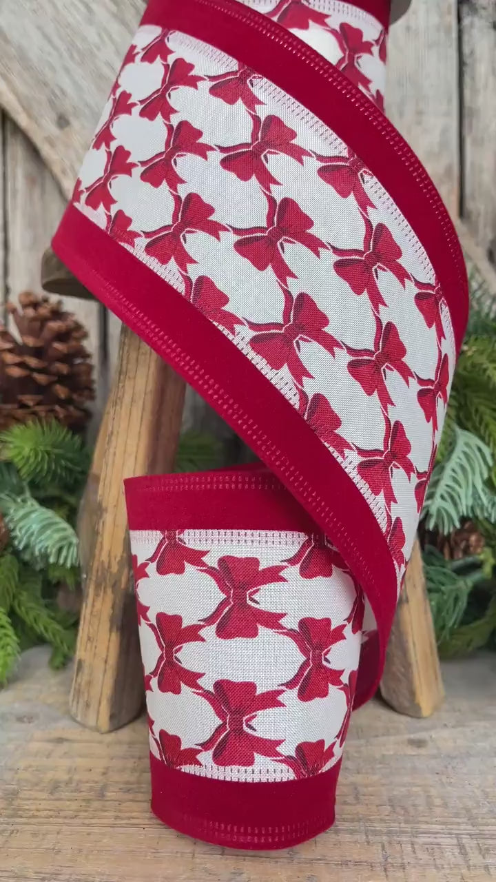 4" Coquette Red Bow Ribbon, Red Bow Ribbon