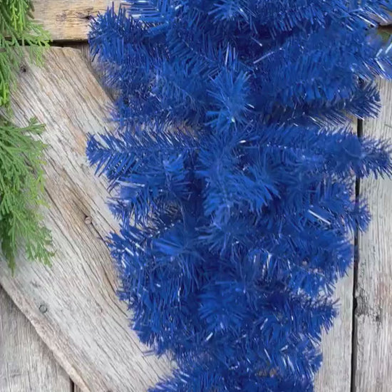 24" Blue Teardrop Swag, Artificial Pine Swag, Wreath Base