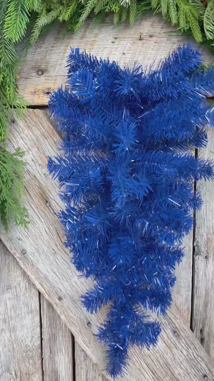 24" Blue Teardrop Swag, Artificial Pine Swag, Wreath Base
