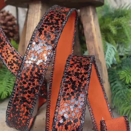 1" Orange Wicked Weave Ribbon, Farrisilk Ribbon, Halloween RIbbon