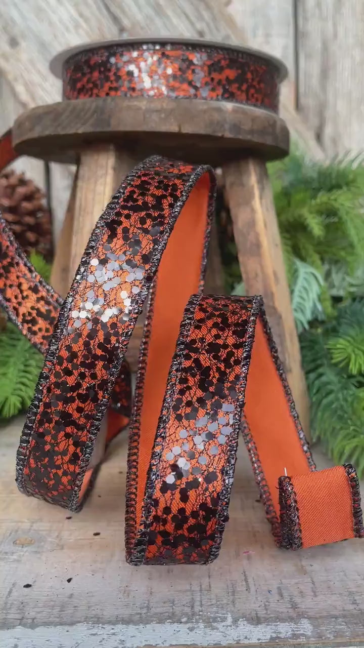 1" Orange Wicked Weave Ribbon, Farrisilk Ribbon, Halloween RIbbon