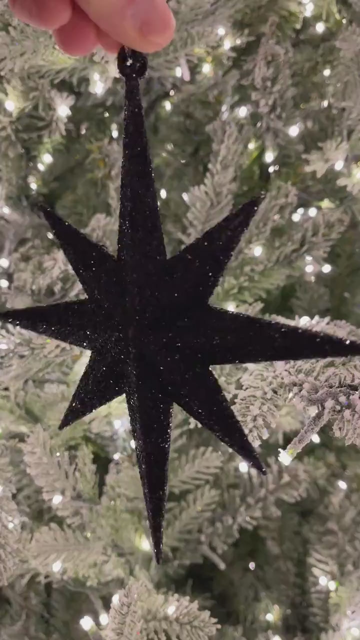 8" Black Bethlehem Star Ornament, Black Star Ornament
