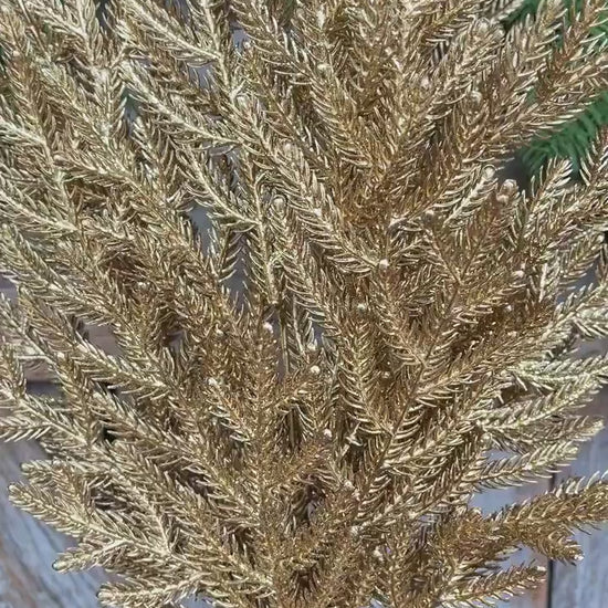 21" Gold Norfolk Pine Spray, Gold Christmas SPray, Christmas Tree Topper Spray