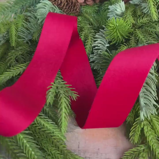 1.5" Red Velvet, Double Faced Velvet Ribbon, Unwired Velvet Ribbon