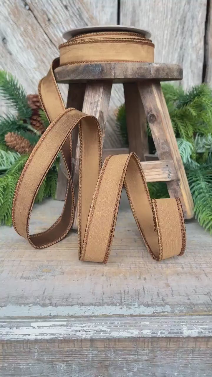 1” Pecan Brown Taffeta Ribbon, Farrisilk ribbon, Taffeta ribbon