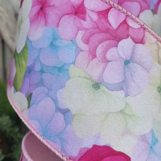 4" Hydrangea Ribbon, Farrisilk Ribbon, Spring Ribbon