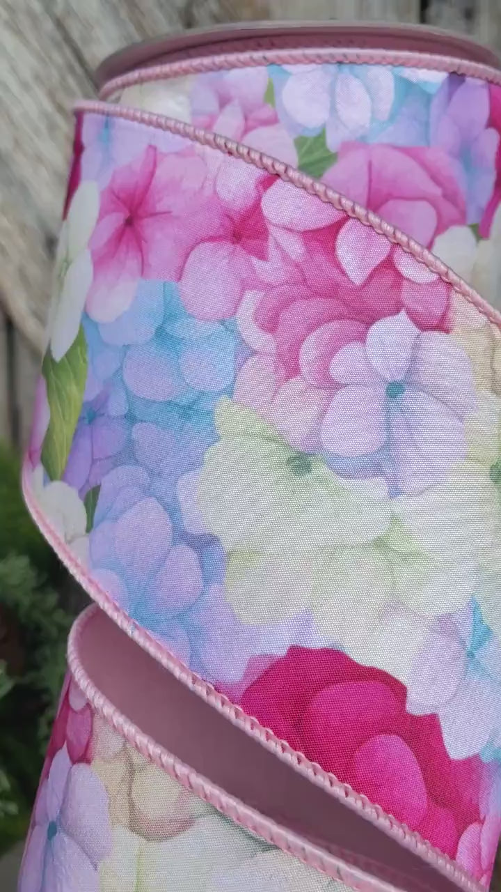 4" Hydrangea Ribbon, Farrisilk Ribbon, Spring Ribbon