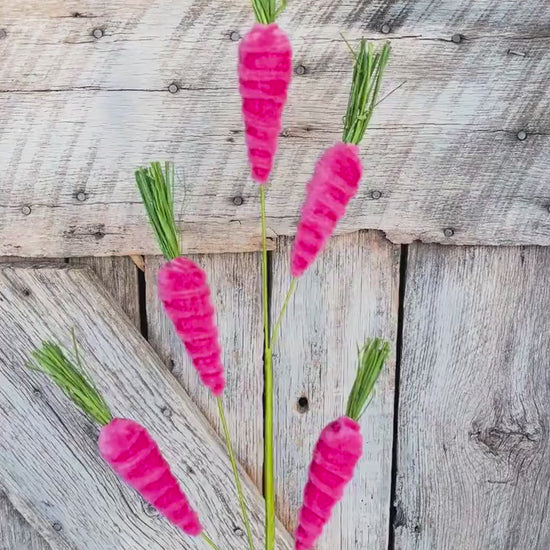28" Pink Carrot Spray, Easter Floral Spray, Hot Pink Carrots