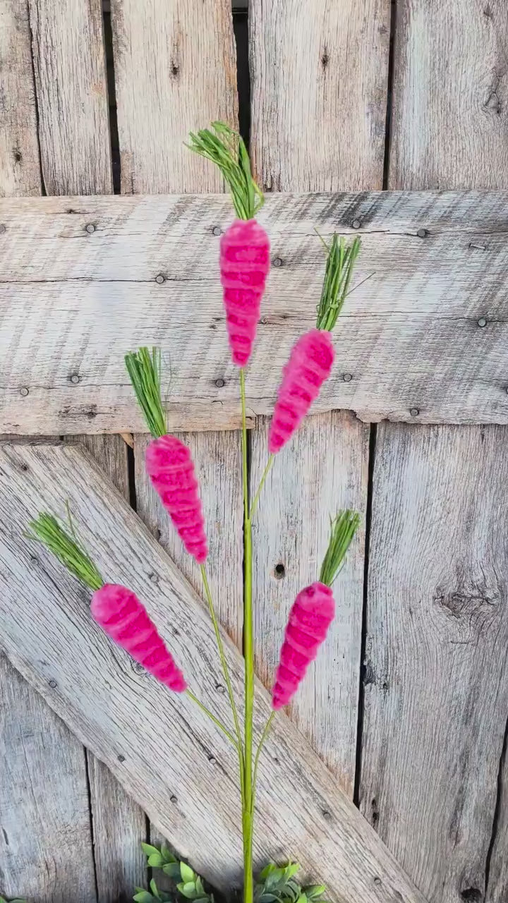 28" Pink Carrot Spray, Easter Floral Spray, Hot Pink Carrots