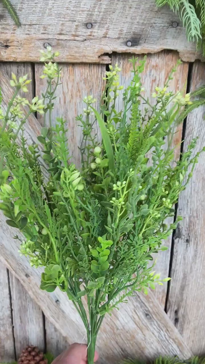 18" Mixed Greenery Bush, Plastic Greenery Bush, Greenery Filler Bush