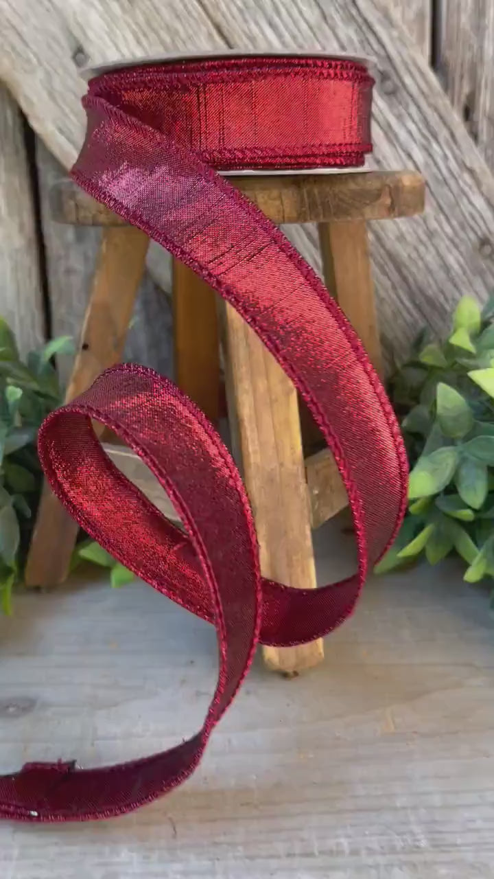 1" Ruby Luster Ribbon, wired Ribbon, Farrisilk Luster