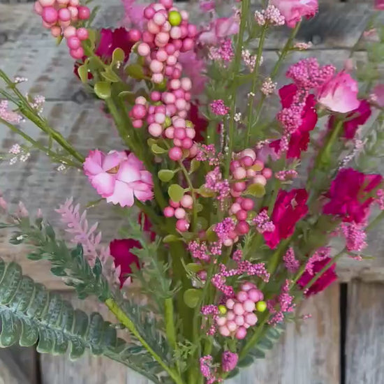 20" Pink Mixed Wild Flower Bush, Floral Filler Spray, Spring Florals