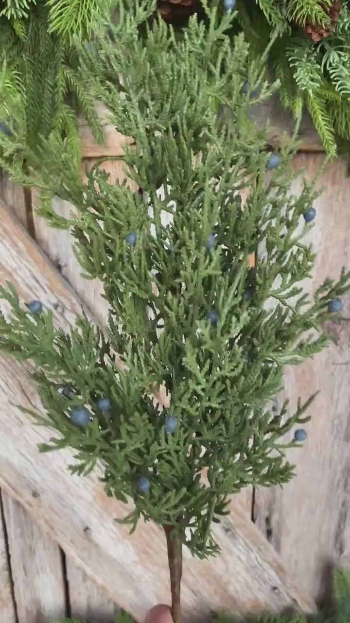 28" Juniper Pick, Artificial Juniper Floral Stem, Christmas Greenery