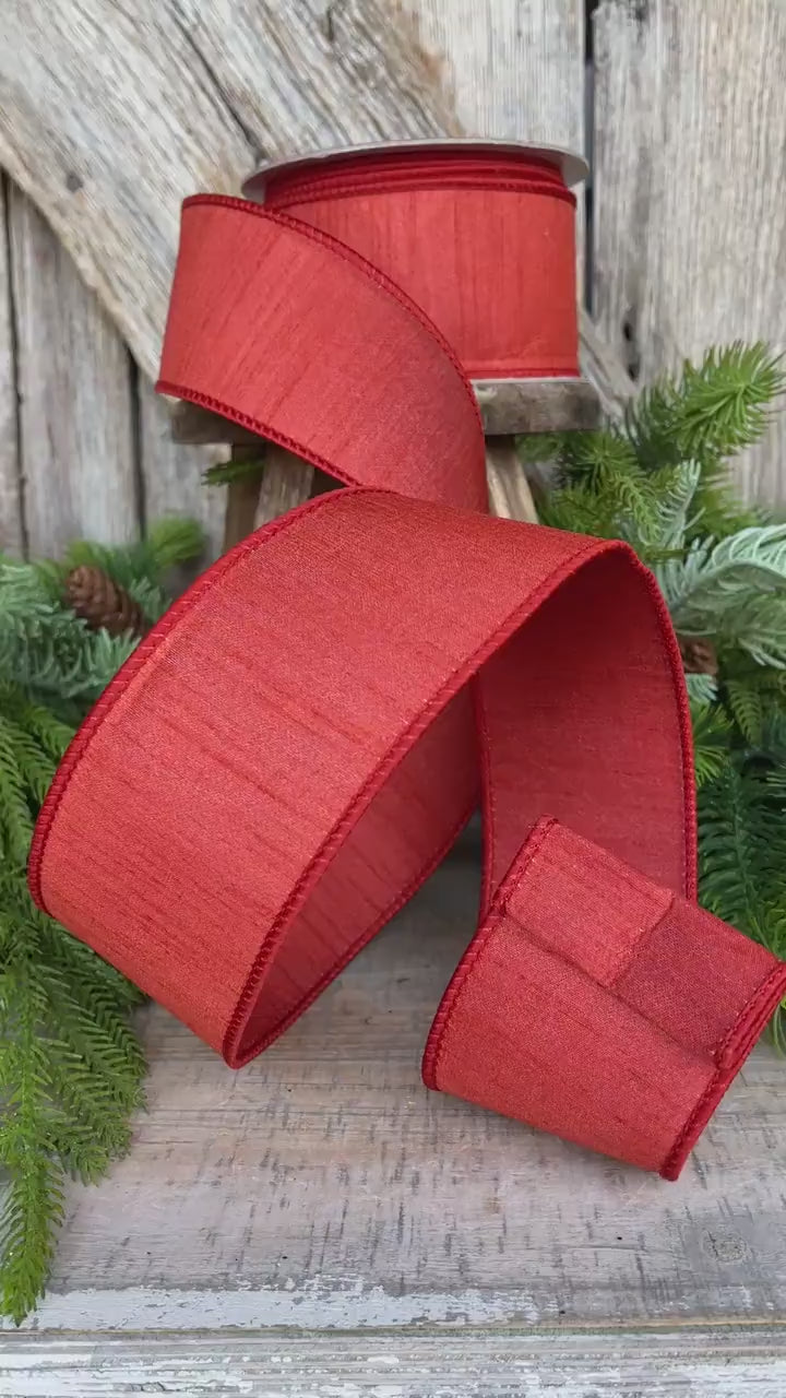 2.5” Copper Dupioni Ribbon, Fall ribbon, Christmas ribbon