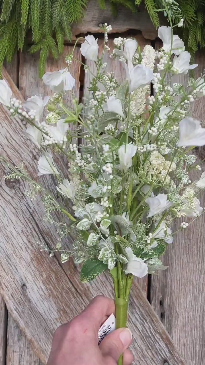 22" White Floral Filler Bush, White Greenery Bush