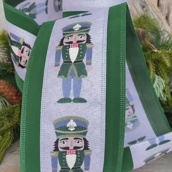 4" Nutcracker Ribbon, Christmas Nutcracker Decor, RIbbon with Nutcrackers