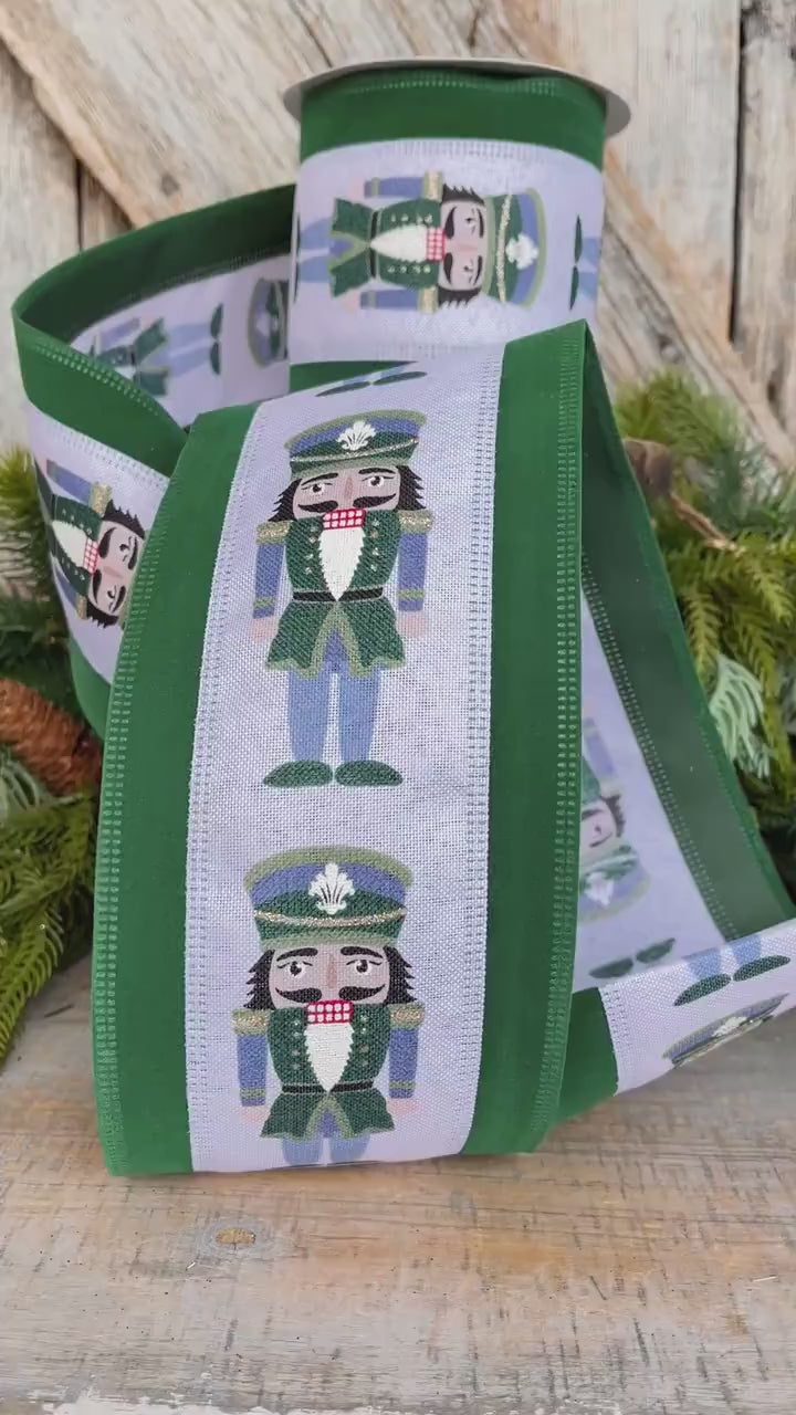 4" Nutcracker Ribbon, Christmas Nutcracker Decor, RIbbon with Nutcrackers