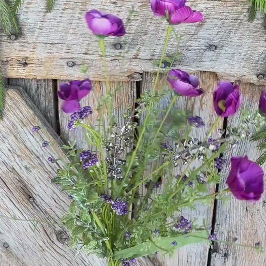 21" Purple Poppy Floral Spray, Violet Purple Floral Spray, Poppy Spray