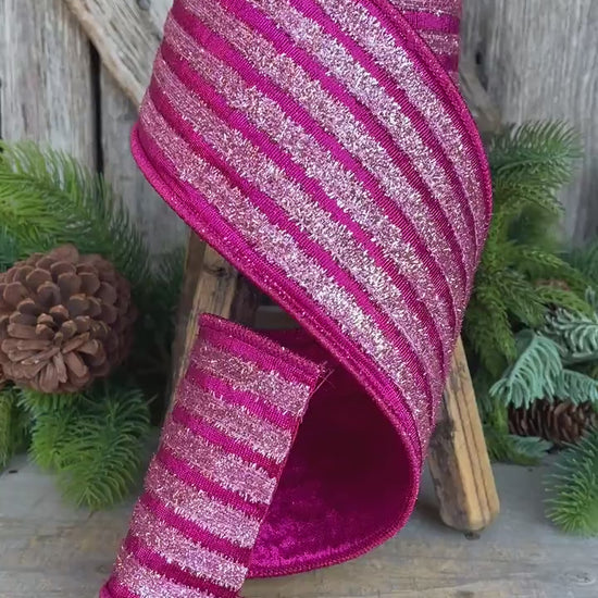 4" Hot Pin Tinsel Ribbon, Farrisilk Ribbon, Christmas Ribbon
