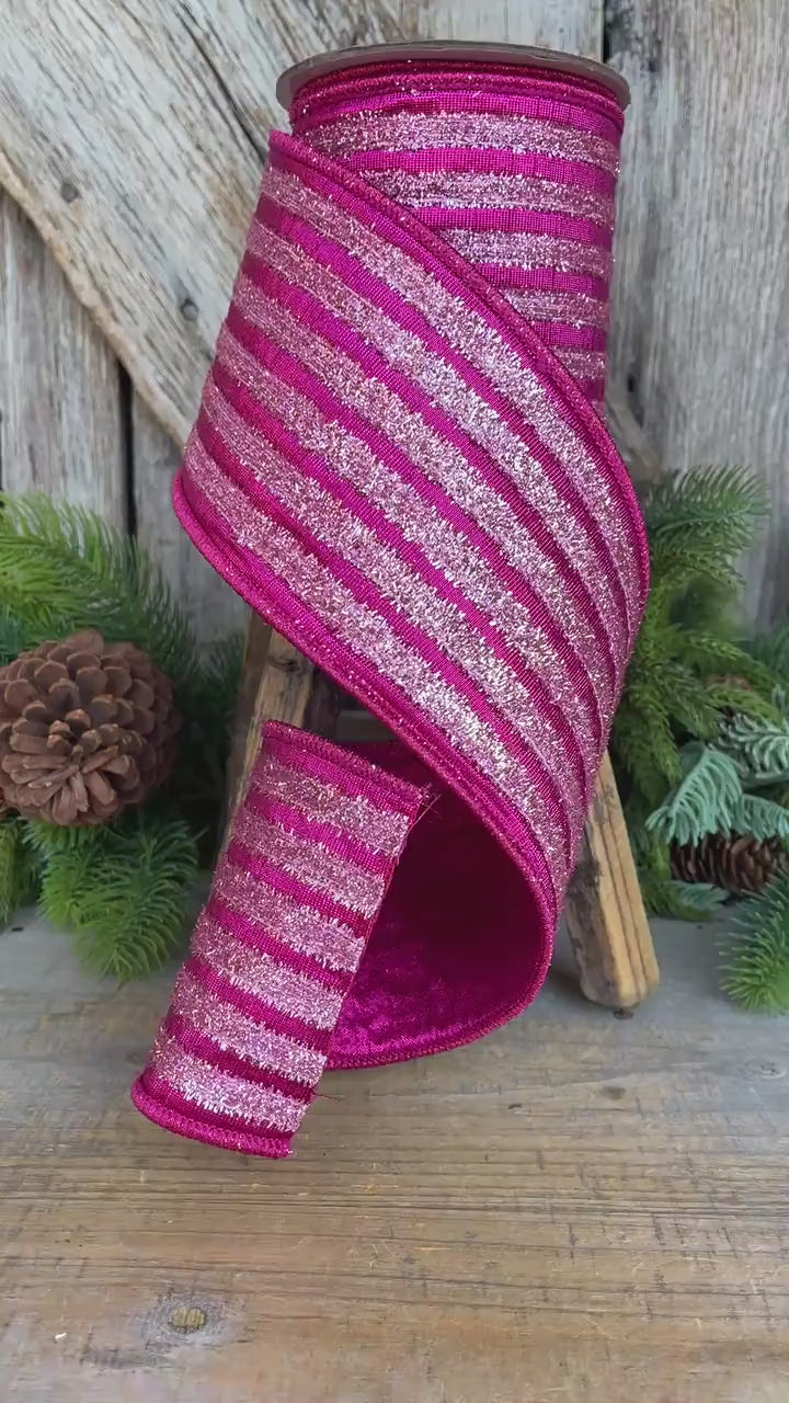 4" Hot Pin Tinsel Ribbon, Farrisilk Ribbon, Christmas Ribbon