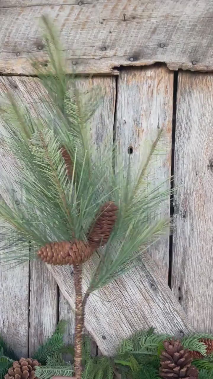 33" Long Needle Pine spray, pine cone spray, Christmas greenery