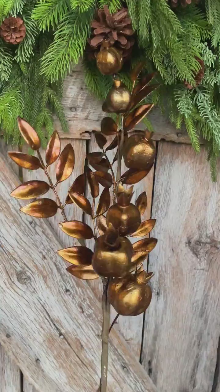 30" Bronze Berry Spray, Bronze Christmas Spray, Metallic Bronze Floral SPray