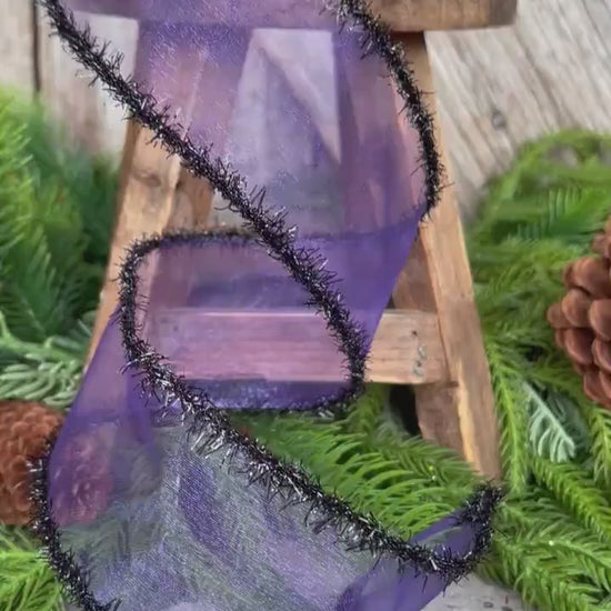 2.5" Sheer Creepy Wired Ribbon, Farrisilk Ribbon, Halloween Ribbon