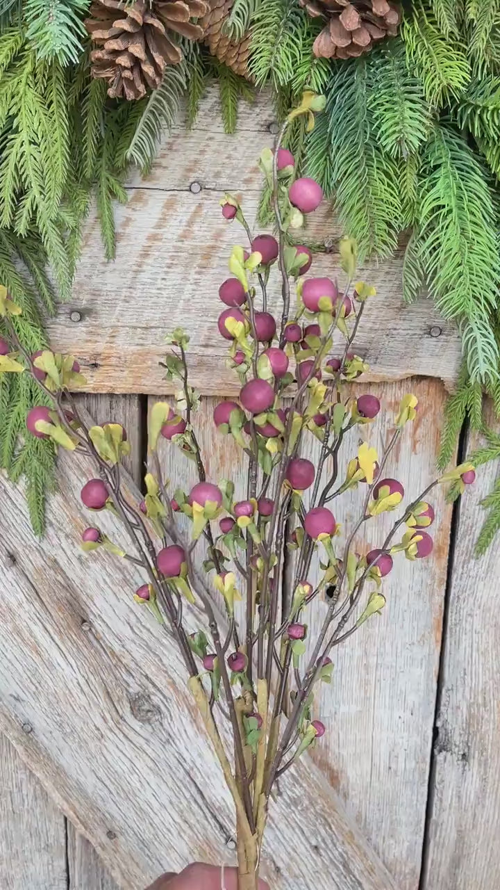 22" Wild Purple Berry Fall Spray, Artificial Berry Spray, Berry Floral Spray