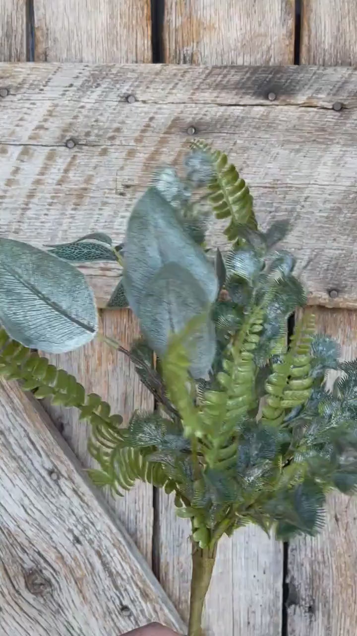 20" Fern Greenery Bush, Eucalyptus Fern Bush, Artificial Greenery Bush