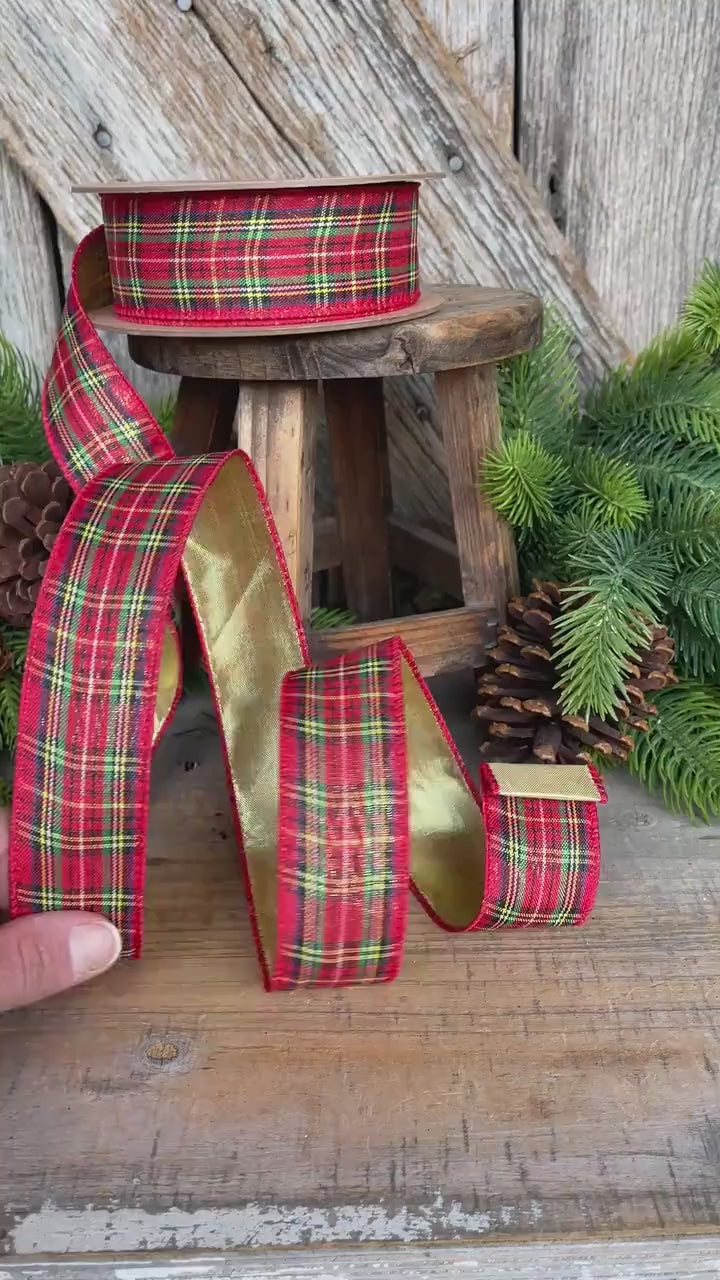 1.5" Traditional CHristmas Plaid, Christmas Plaid Ribbon, Tartan Plaid Ribbon