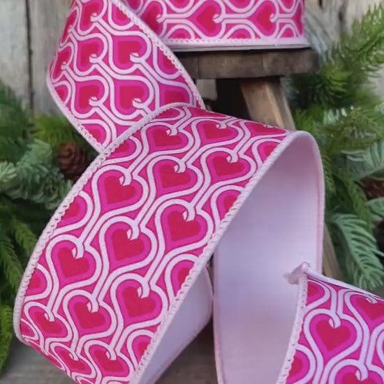2.5" Heart Valentine Ribbon, Farrisilk Ribbon, Wired RIbbon