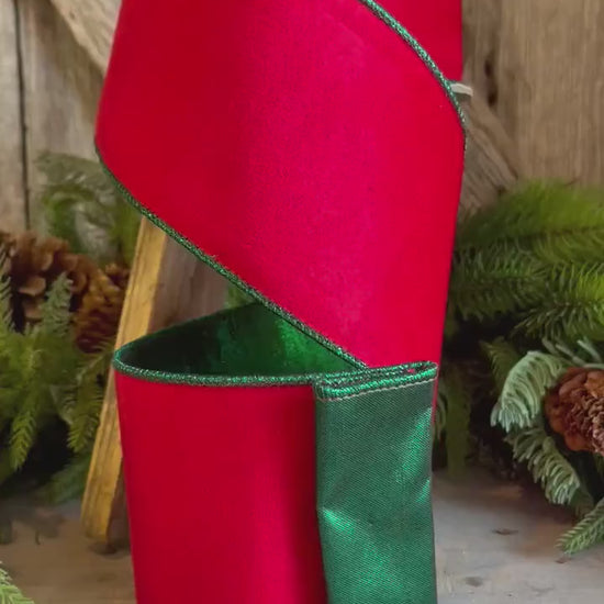 4" Red Emerald Velvet, 2 Tone Velvet, Christmas Velvet