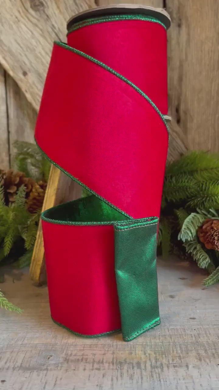 4" Red Emerald Velvet, 2 Tone Velvet, Christmas Velvet