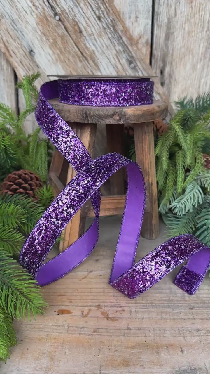 1" Purple Ribbon, Halloween Ribbon, Glitz Ribbon