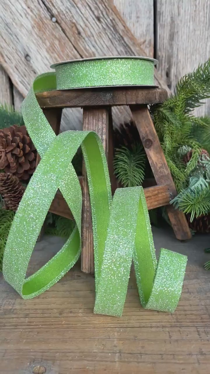 7/8" Lime Green Sugar Wired Ribbon