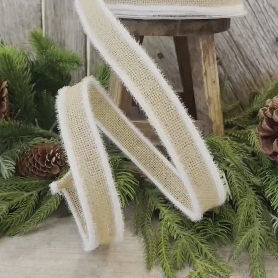 1" Frosty Burlap, Farrisilk Ribbon, Christmas Ribbon