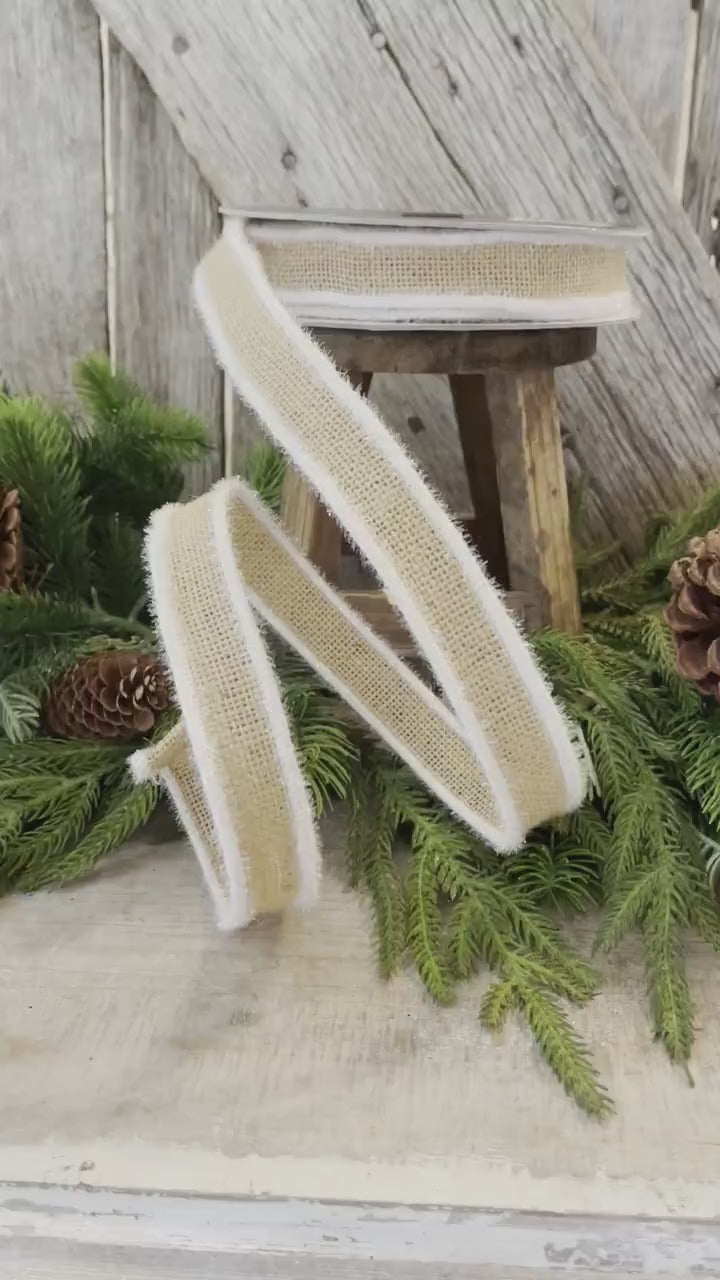 1" Frosty Burlap, Farrisilk Ribbon, Christmas Ribbon