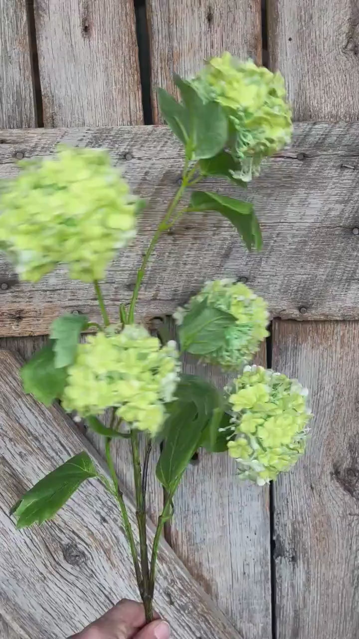 32" Green Snowball Hydrangea Spray, Artificial Hydrangea Florals, Green Hydrangea Spray