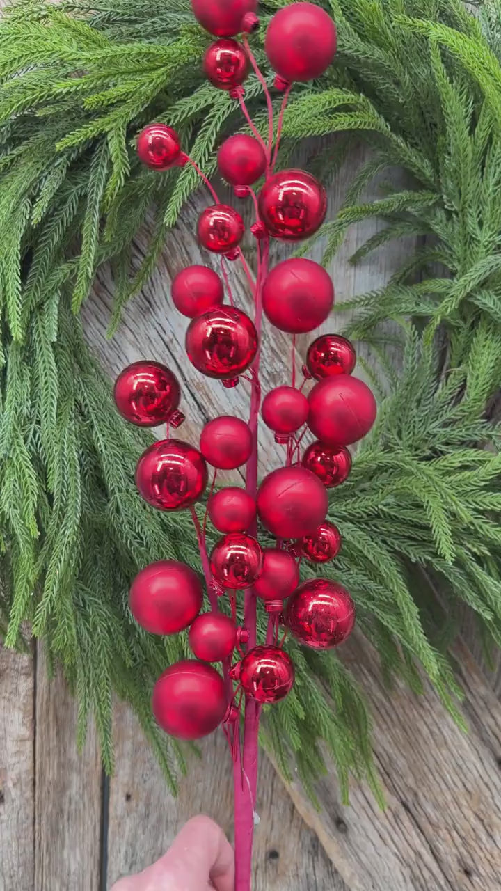 30" Red Ornament Ball Spray