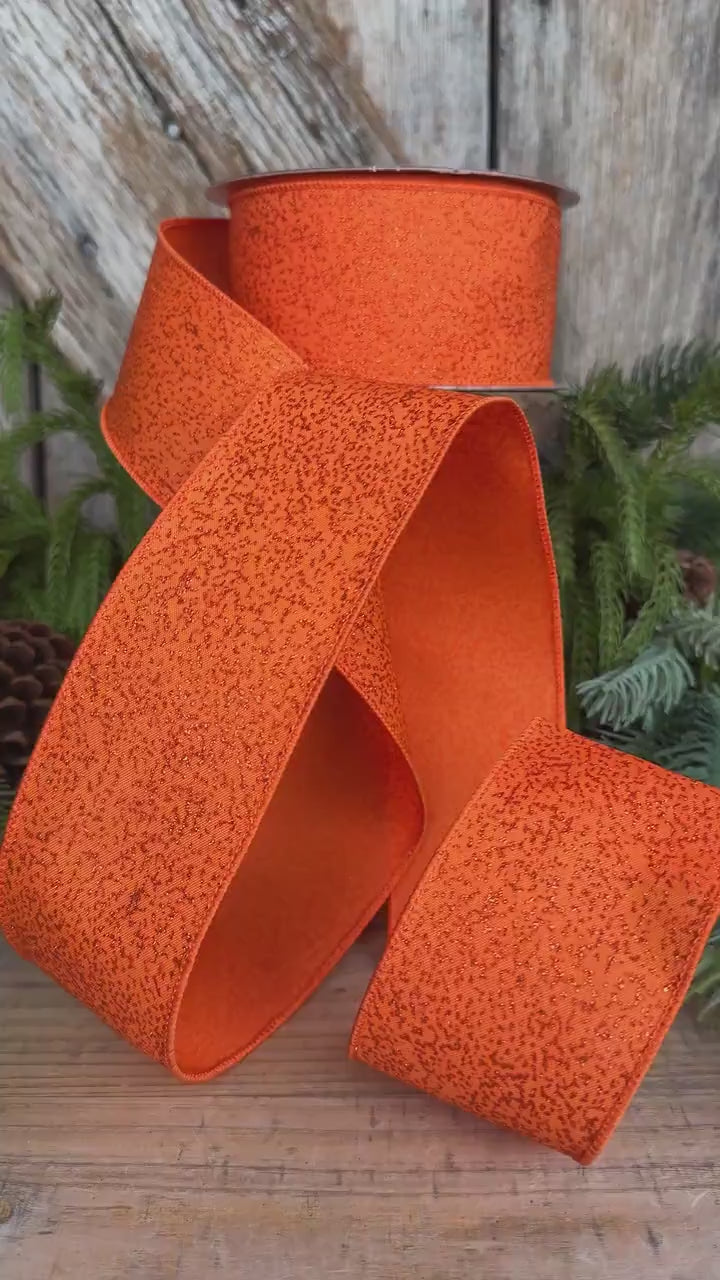 2.5" Orange Ribbon, Halloween Ribbon, Farrisilk Mystic Glitz Ribbon