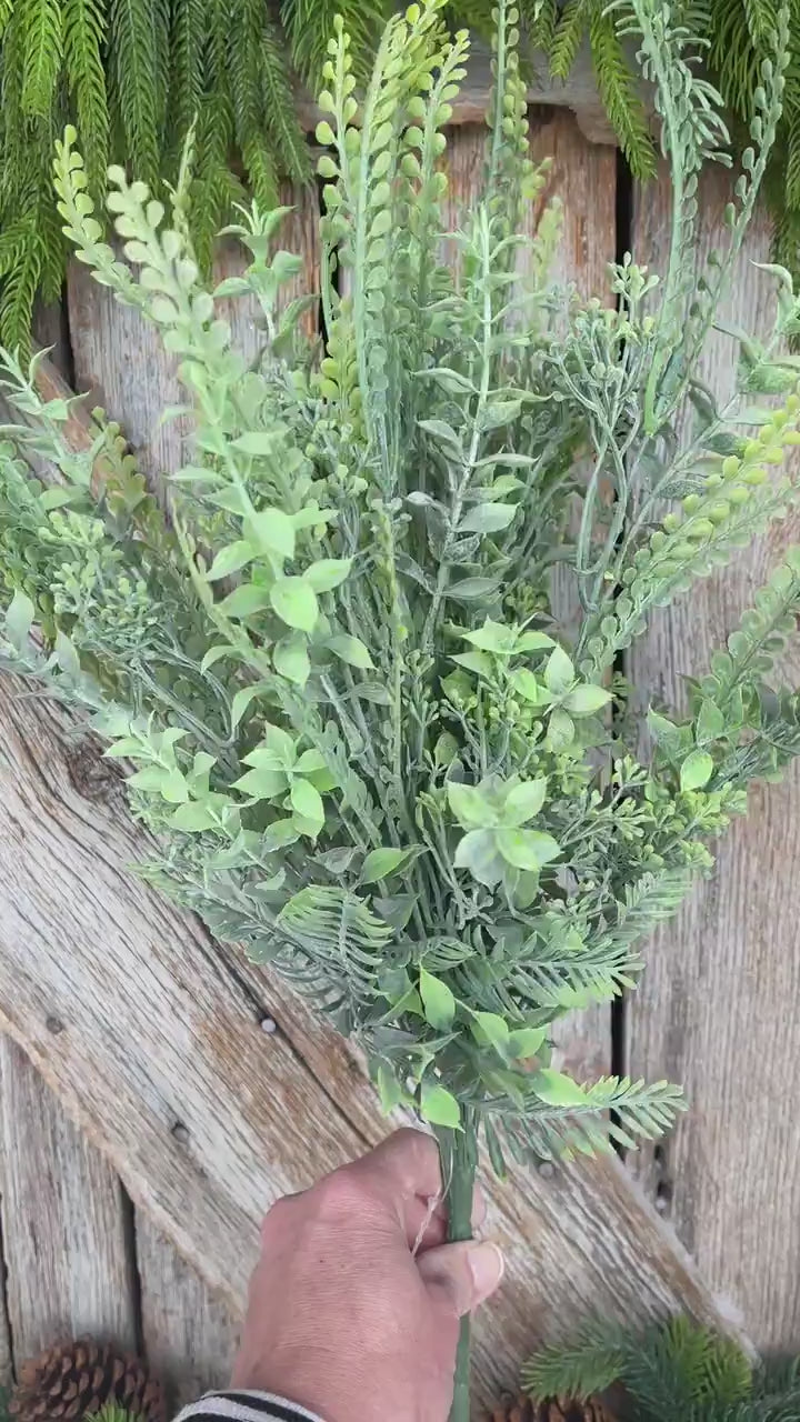 23” Mixed Greenery Bush, Artificial Greenery Bush, Faux Mixed Foliage