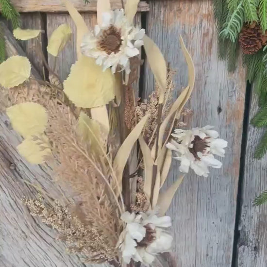 18" Fall Cream Birch Leaf Spray, Fall Greenery Bush, Fall Floral Spray