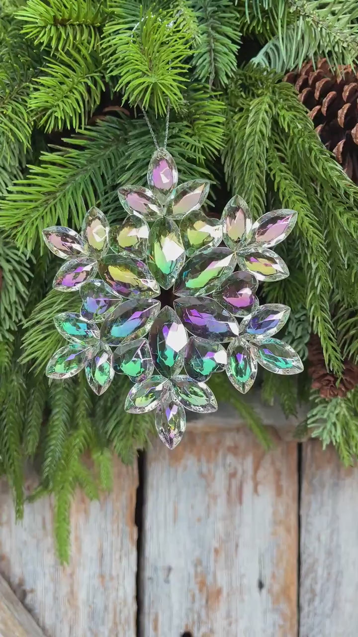 5" Iridescent Snowflake Ornament, Shatterproof Ornament, Snowflake Ornament