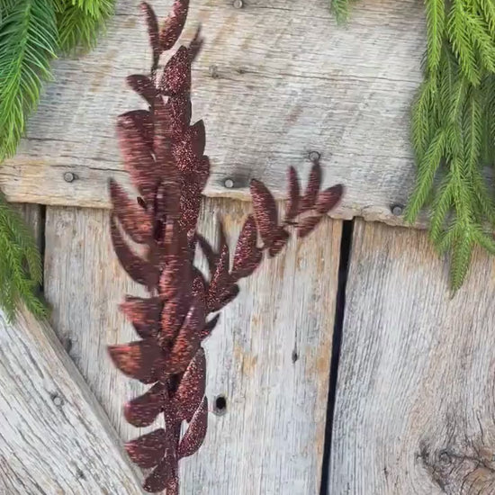 22" Chocolate Brown Honey Locust Spray, Christmas Spray, Christmas Tree Spray