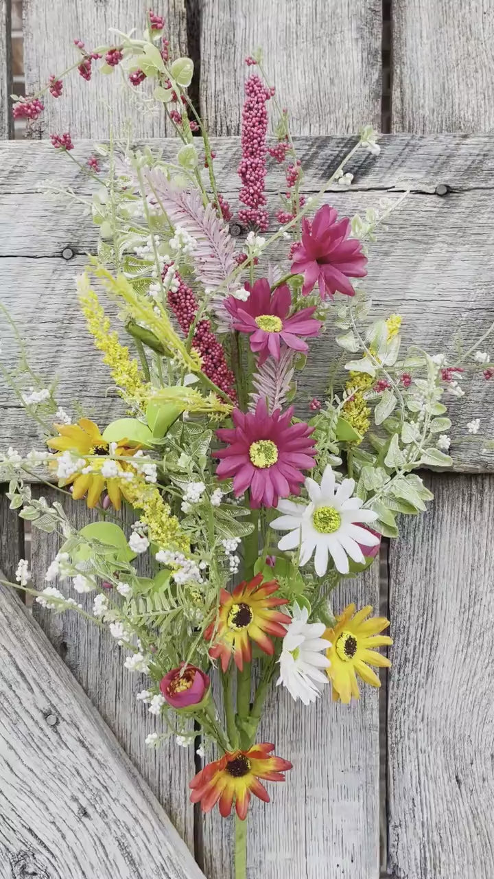 30" Hot Pink Daisy Spray, Bright Floral Spray, Spring FLoral Spray